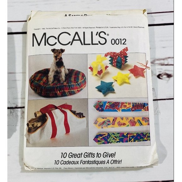 Simplicity McCalls Craft Sewing Patterns Alphabet Pillows Pet Bed Apron Necktie - Picture 5 of 7